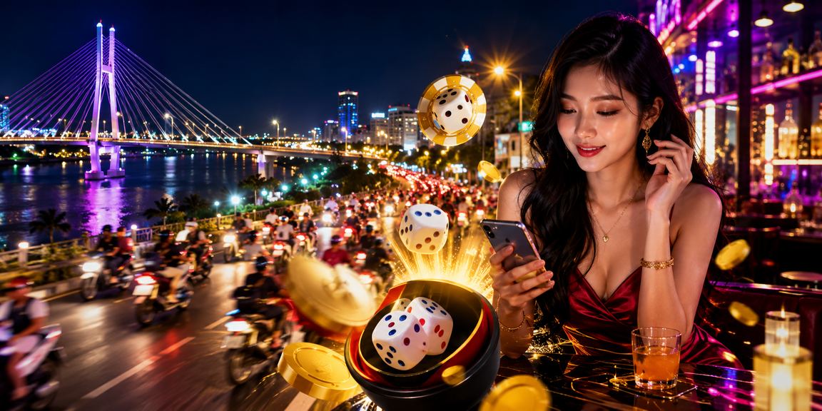 Tài xỉu trực tuyến ban đêm tại Cần Thơ với ánh đèn neon